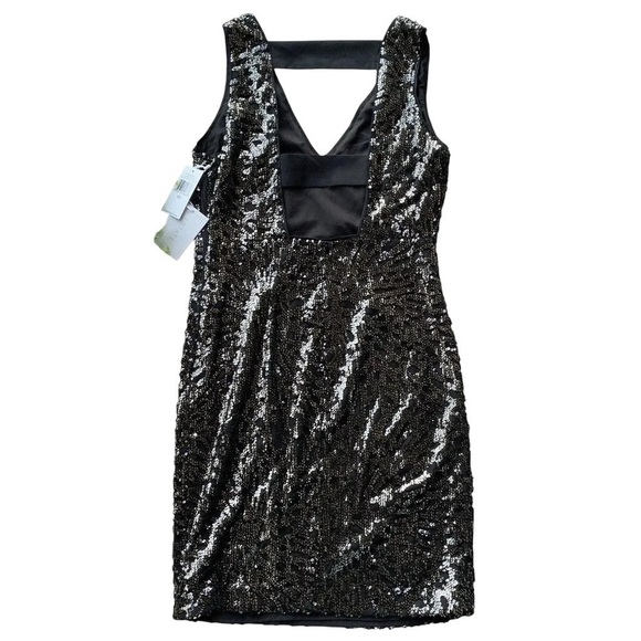 New 1.State $159 Sequined Open Back Sleeveless Cocktail Dress Black Size XS - Picture 2 of 8